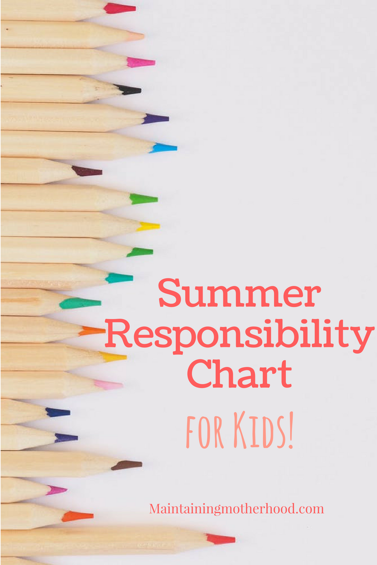 Summer Chart for Kids | Summer Responsibility Chart | Summer Chart Free Printable