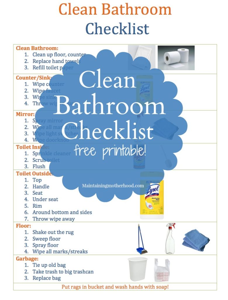 Clean Bathroom Checklist for Kids Maintaining Motherhood