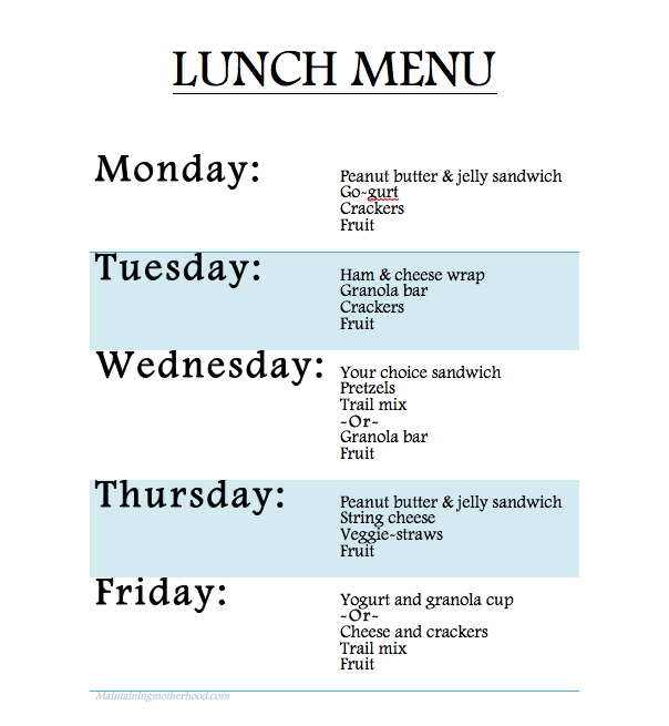 Having a rotating lunch menu has simplified our mornings so much! The kids make their own lunches without me worrying about what they're eating.