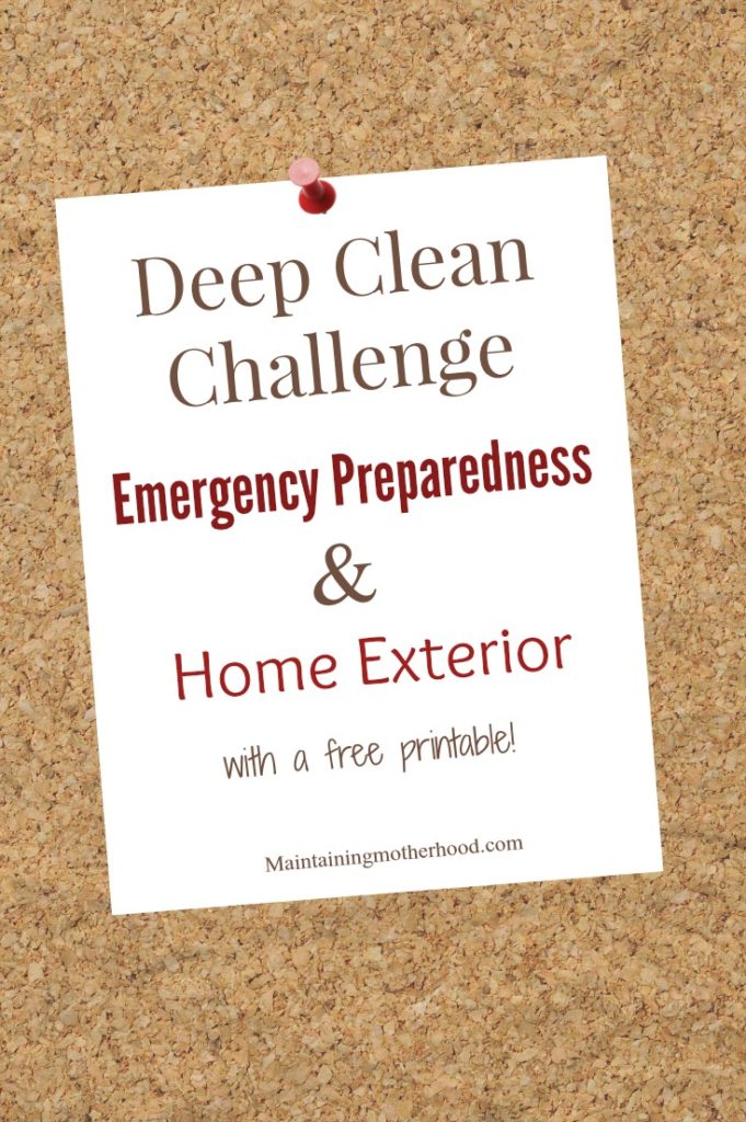 This month's deep clean challenge focuses on emergency preparedness and the home exterior. Get your free printable and join in the challenge!