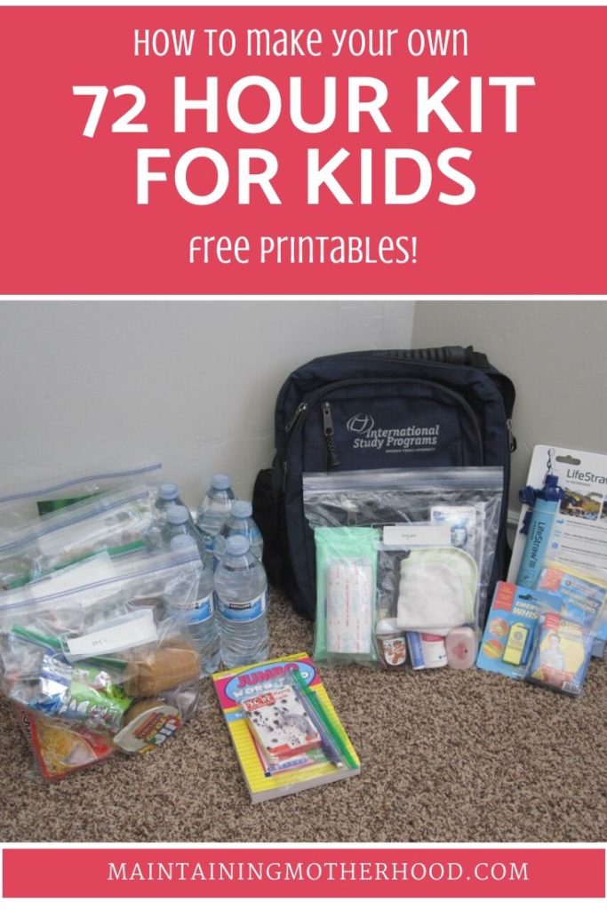 Do you have 72 Hour Kits for your family? Follow the simple checklist and menu plan to put together everything you need for a 72 Hour Kit for Kids today!