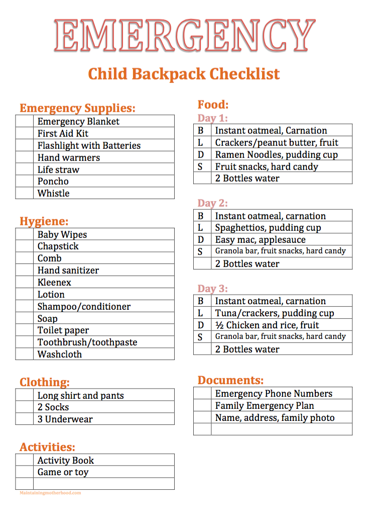 Do you have 72 Hour Kits? Follow the simple checklist and menu plan to put together everything you need for a 72 Hour Kit for Kids today!