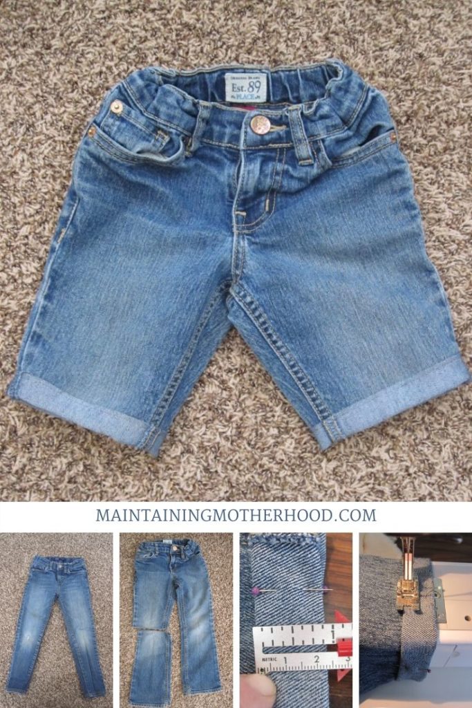 Looking for some comfortable and durable jean shorts? Why not use your favorite jeans with the worn out knee for some great DIY denim jean shorts?