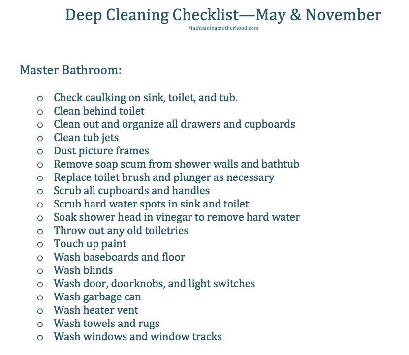 Do your bathrooms need to be deep cleaned? Follow this simple Deep Clean Bathroom Checklist and your bathrooms will sparkle in no time at all!