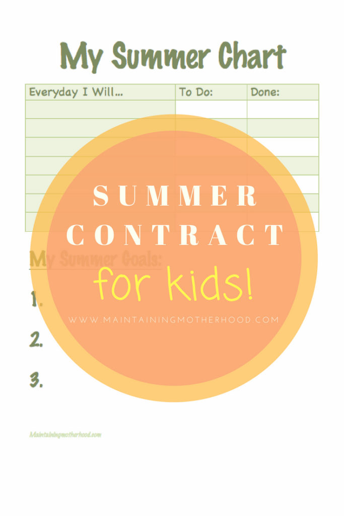 Summer Contract for Kids – Maintaining Motherhood