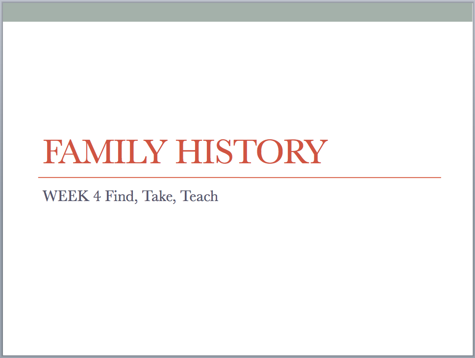 Need a quick and easy outline to teach a Family History class? Get the Powerpoint presentation and a hand out for the Family History Class Week 4!