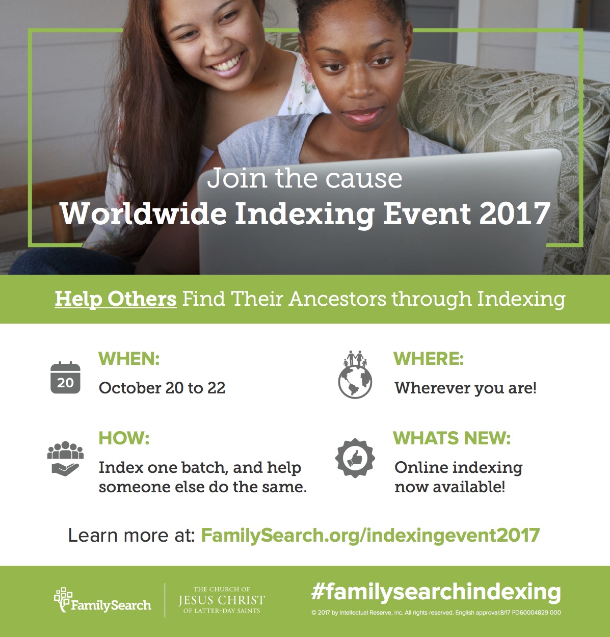 Are you looking for a simple way to become involved in Family History? Join the Worldwide Indexing Event to help information be more available for research!