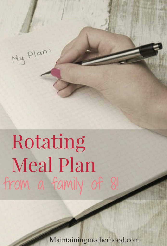 Looking for menu ideas for your family Meal Plan? Here is our meal plan for our family of 8 complete with themed nights and room for variety!