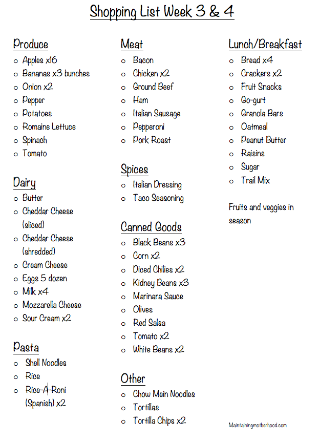 The best way to ensure successful, efficient, and infrequent grocery shopping trips is by planning out your trip before with a great rotating shopping list!