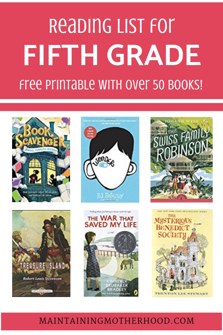 Fifth Grade Summer Reading Book List – Maintaining Motherhood