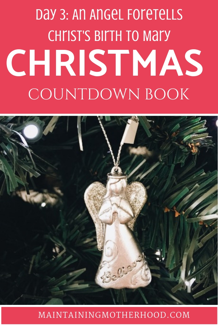 In the Christmas Countdown Book, on Day 3 an Angel foretells Christ's birth to Mary. See what art, scripture, song, video, and ornament we used to help us remember Christ.
