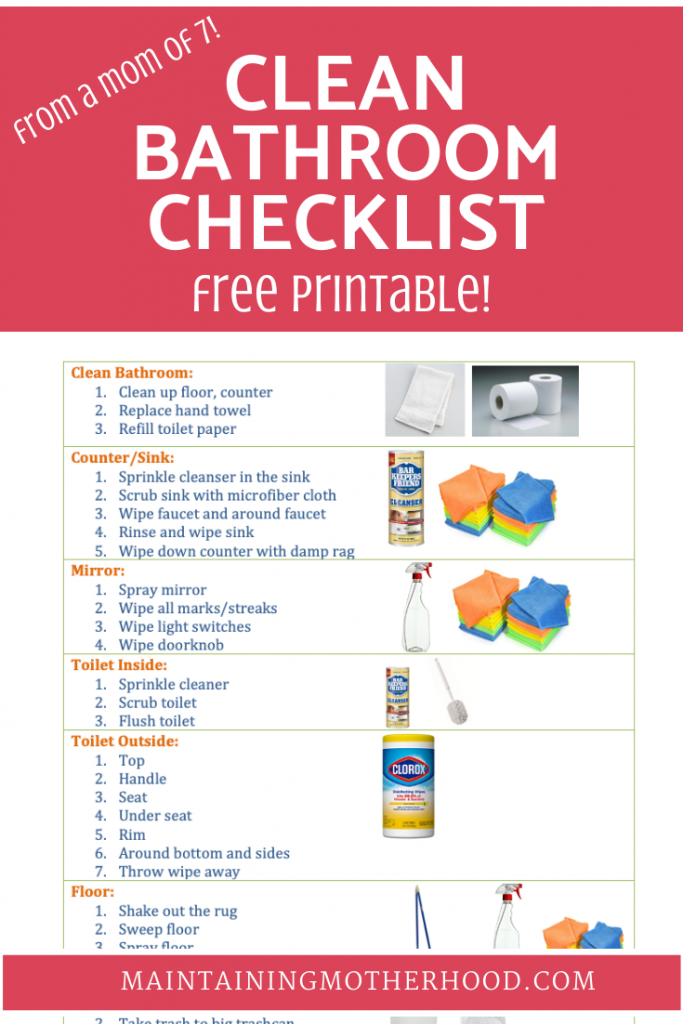 Do your kids clean bathrooms? With this Clean Bathroom Checklist, your kids will be cleaning bathrooms like professionals in no time!