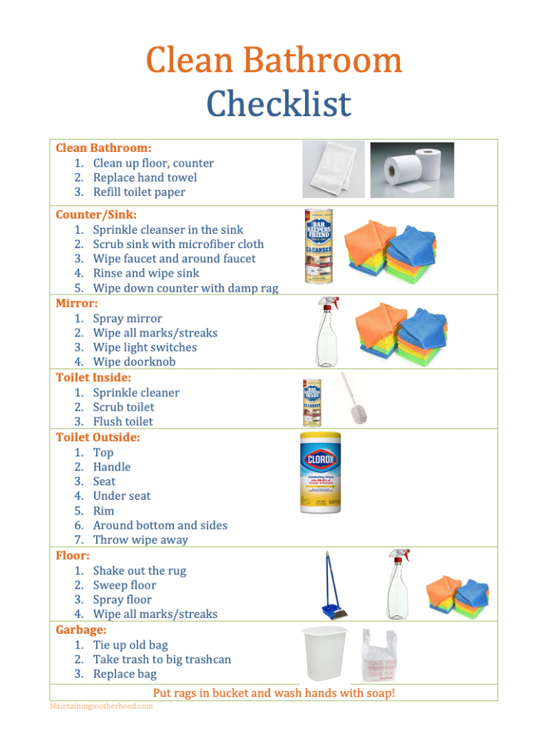 Do your kids clean bathrooms? With this Clean Bathroom Checklist, your kids will be cleaning bathrooms like professionals in no time!